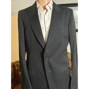 Tom Ford Black Sport Jacket Blazer Suit cotton Peak Lapel 48IT 38R US Men's